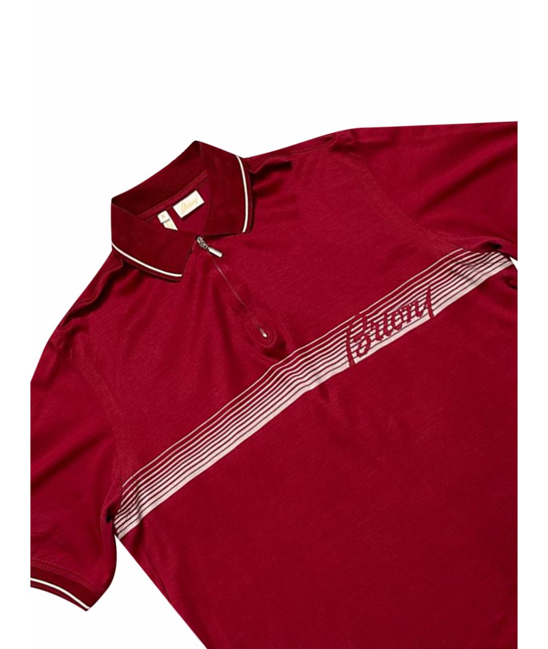 BRIONI Бордовое хлопковое поло с коротким рукавом, фото 10