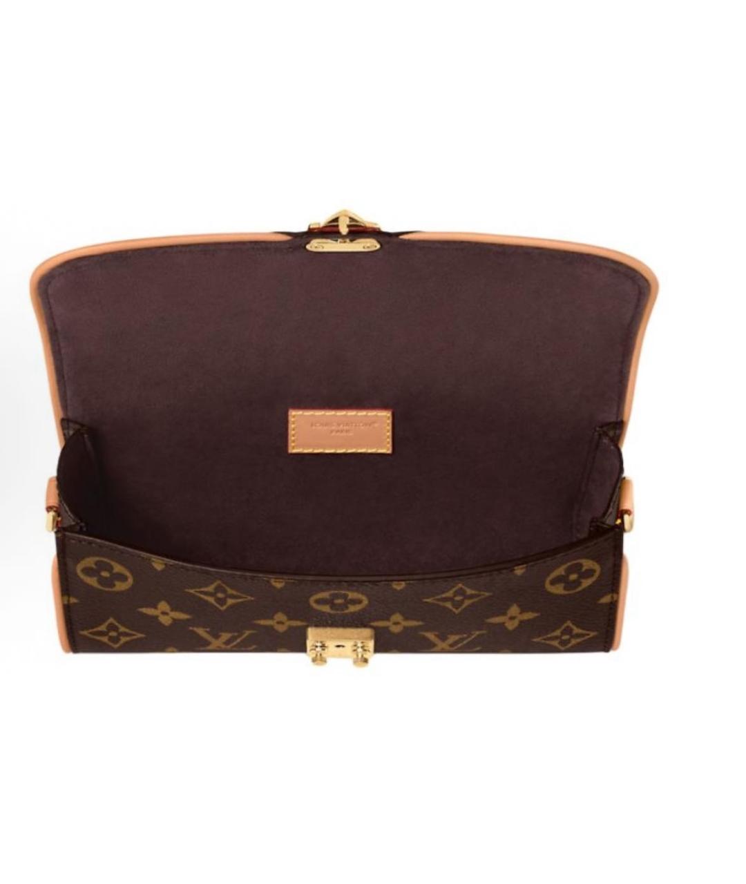 LOUIS VUITTON Коричневая кожаная сумка через плечо, фото 4