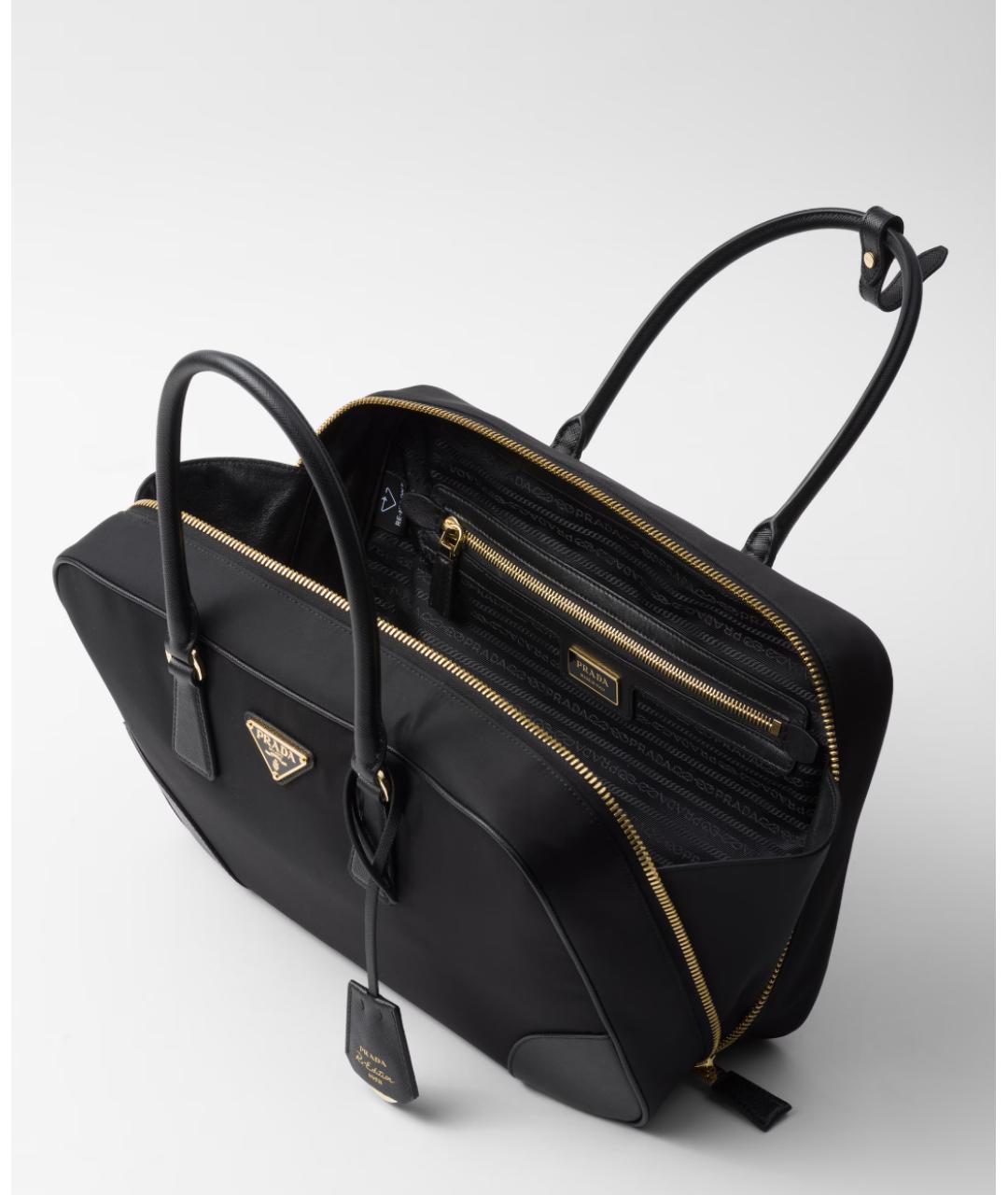 PRADA Черная синтетическая сумка тоут, фото 7