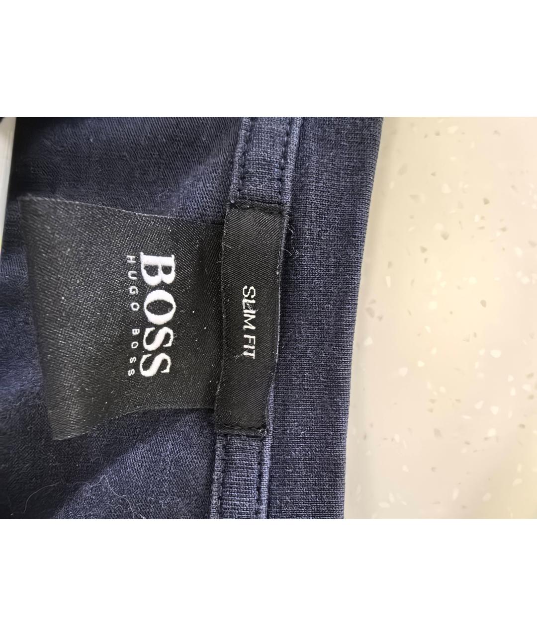 HUGO BOSS Темно-синяя хлопковая футболка, фото 3