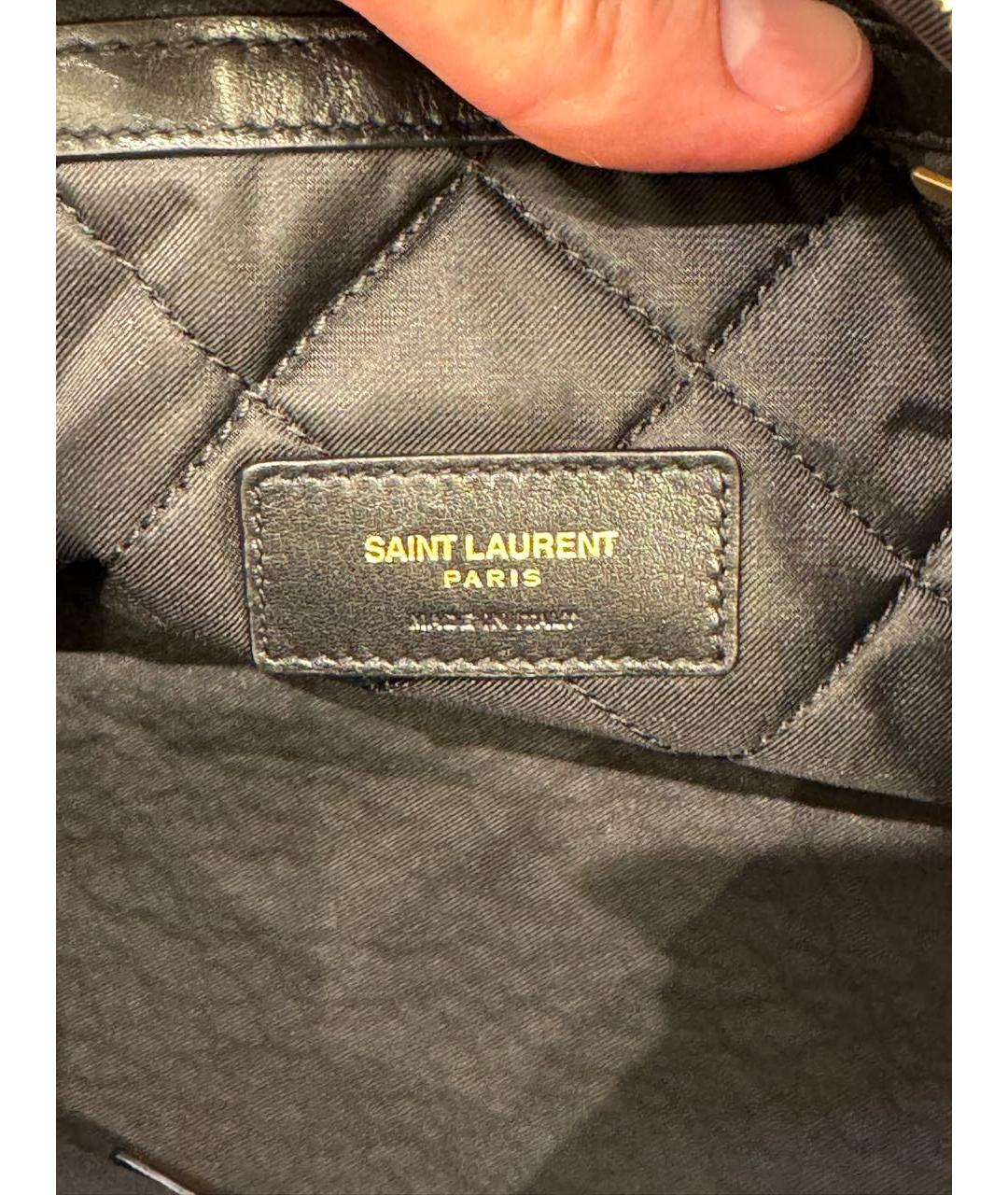 SAINT LAURENT Черная кожаная косметичка, фото 8