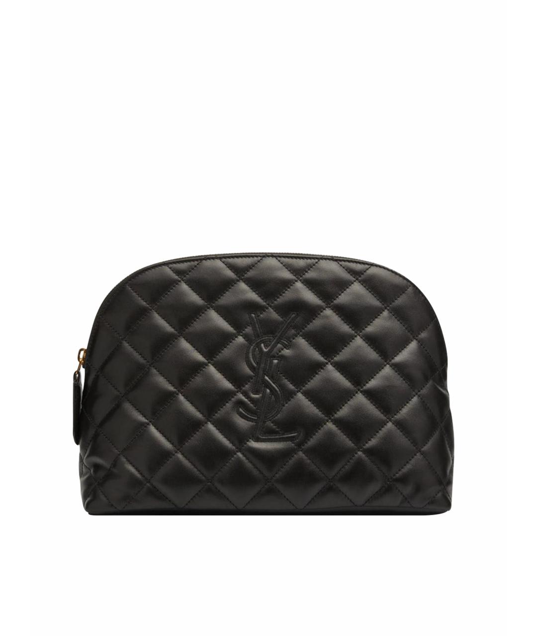 SAINT LAURENT Черная кожаная косметичка, фото 1