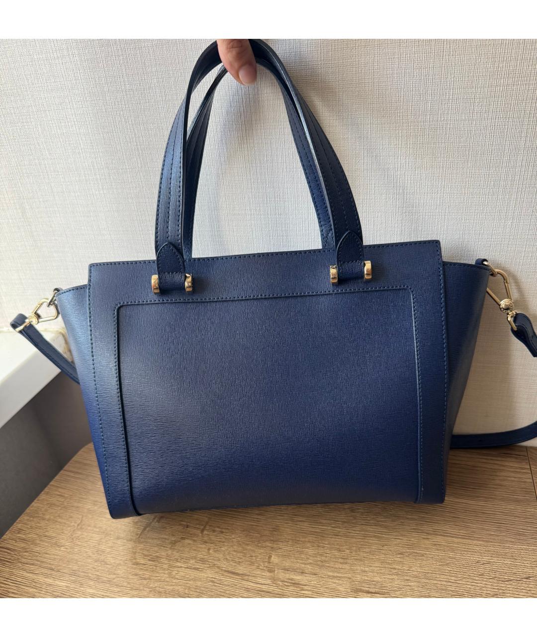 FURLA Синяя кожаная сумка с короткими ручками, фото 2