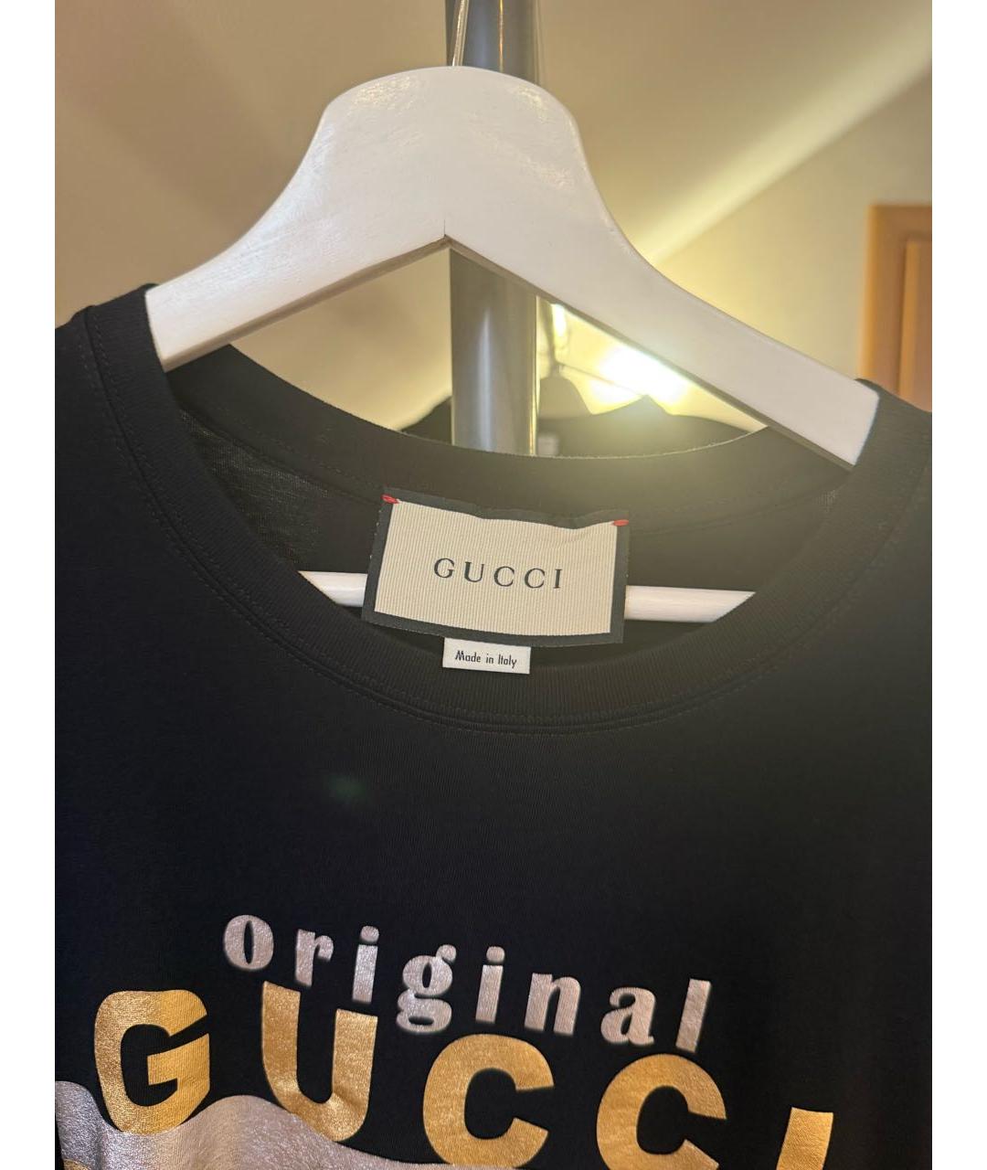 GUCCI Черная хлопковая футболка, фото 3