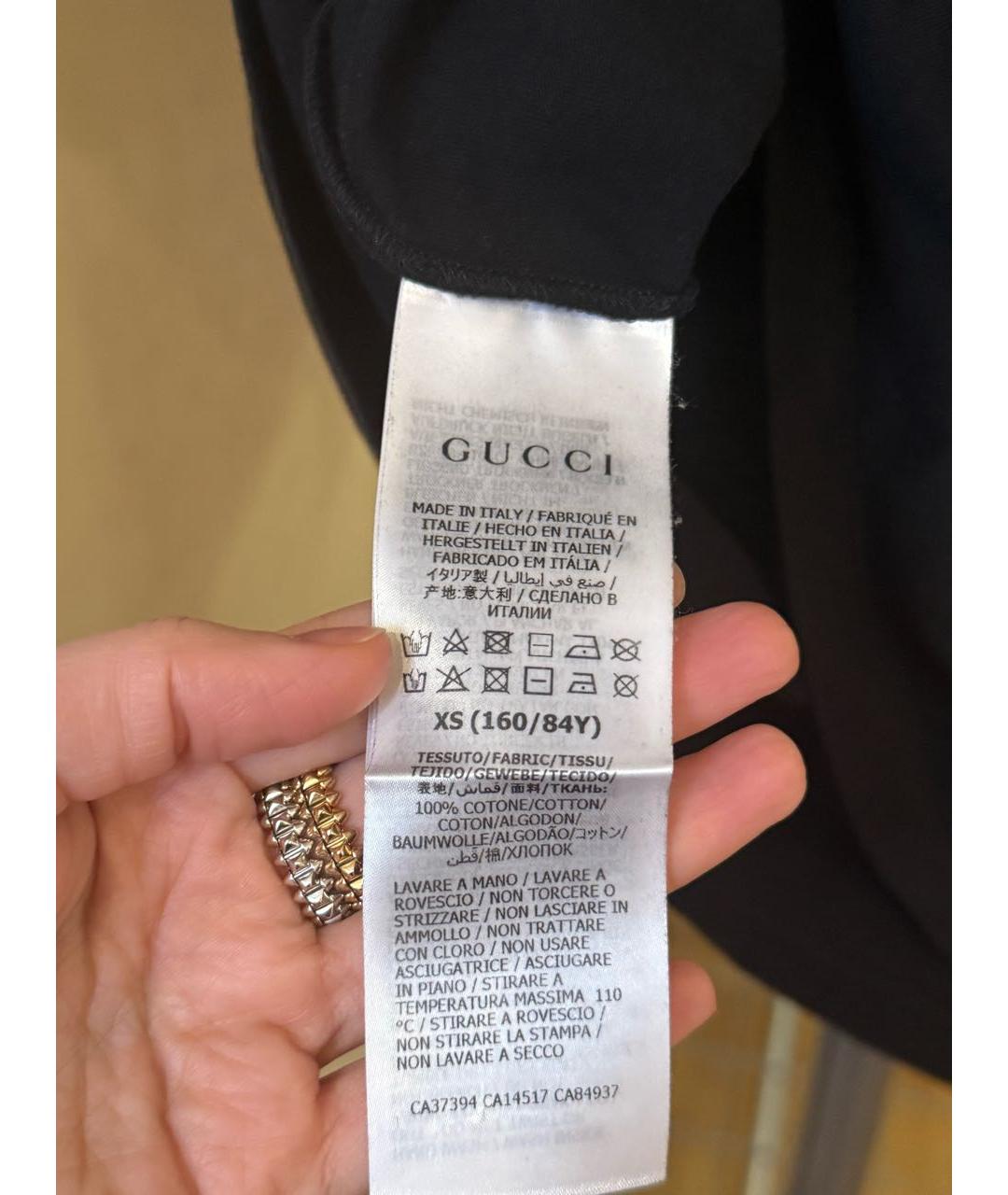 GUCCI Черная хлопковая футболка, фото 5
