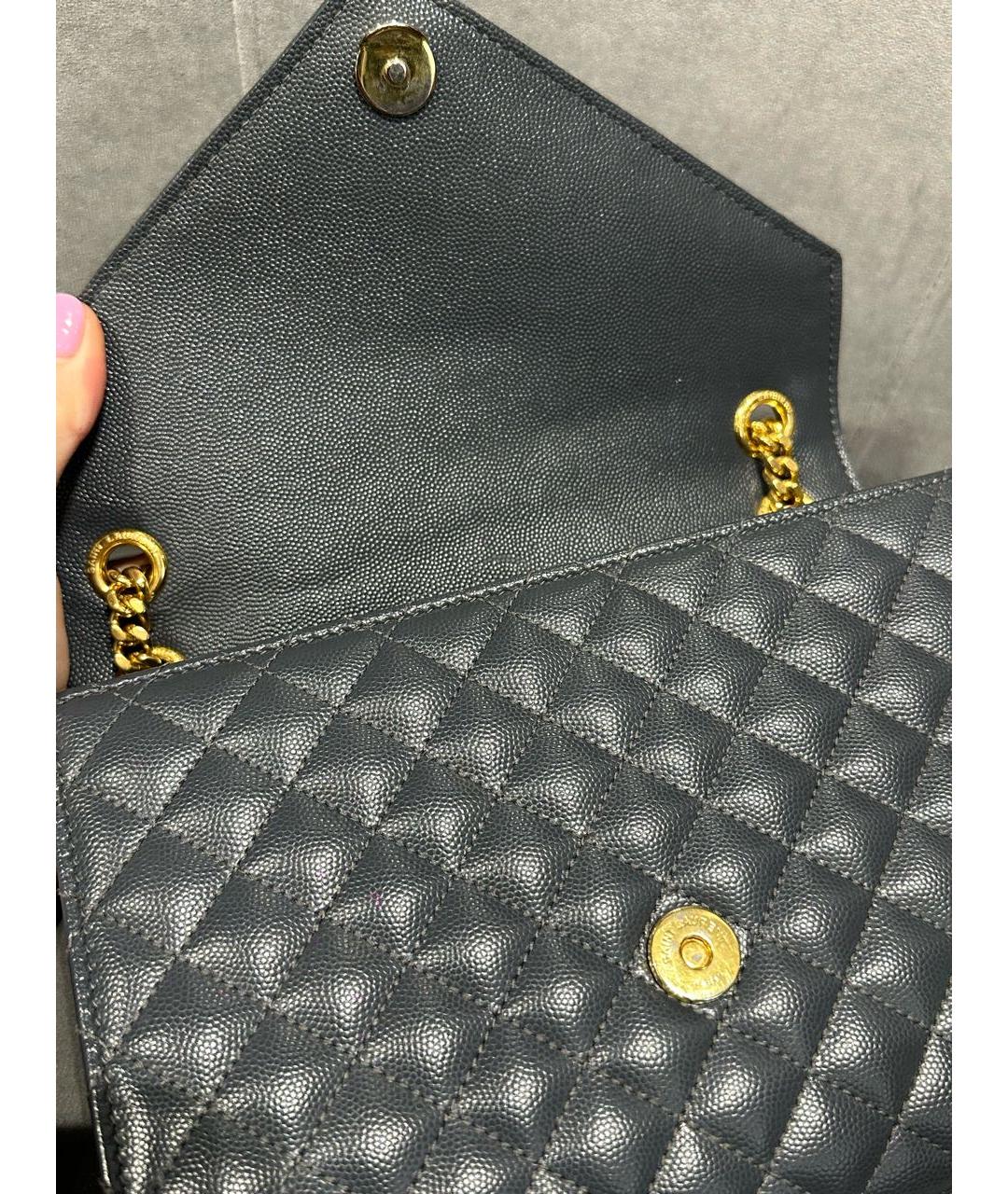 SAINT LAURENT Серая кожаная сумка через плечо, фото 4