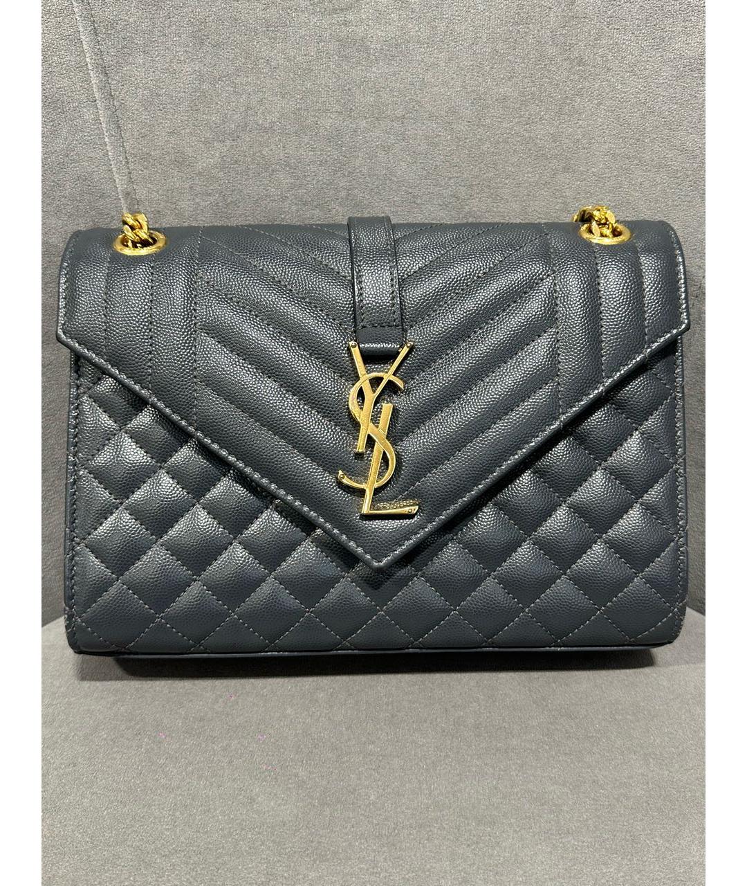 SAINT LAURENT Серая кожаная сумка через плечо, фото 6