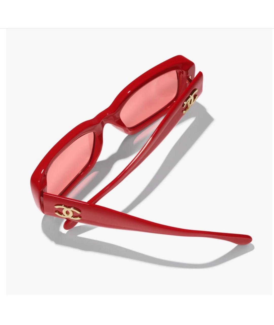 CHANEL Красные пластиковые солнцезащитные очки, фото 5