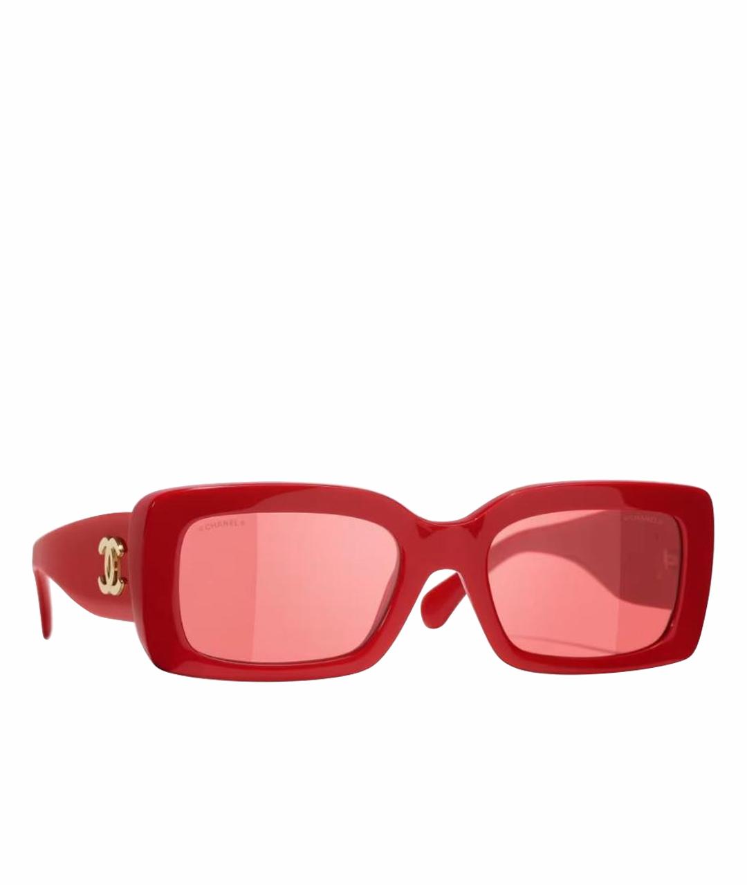 CHANEL Красные пластиковые солнцезащитные очки, фото 1