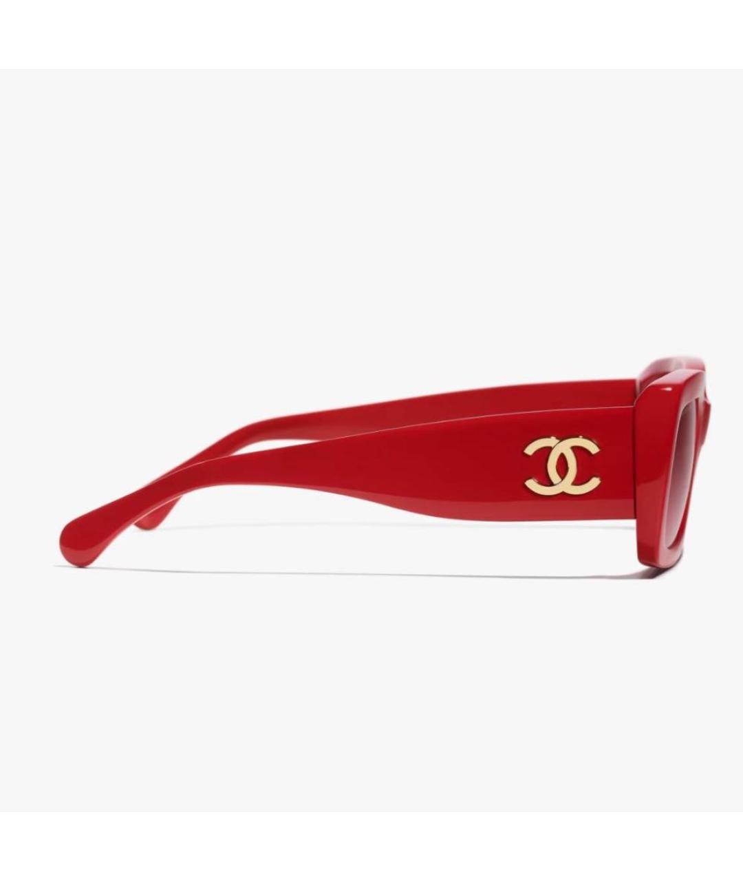 CHANEL Красные пластиковые солнцезащитные очки, фото 4