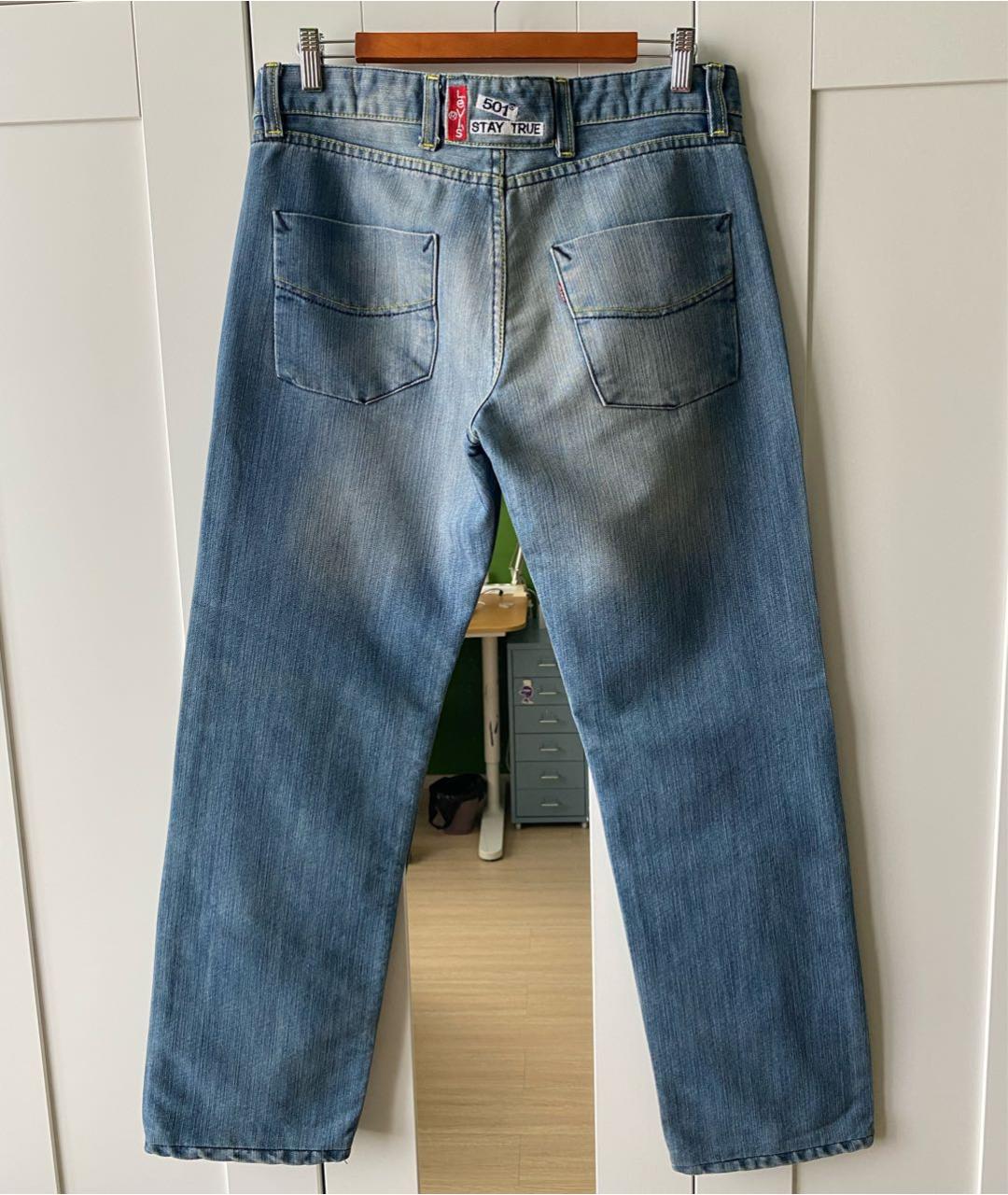 LEVI'S Синие хлопковые прямые джинсы, фото 2