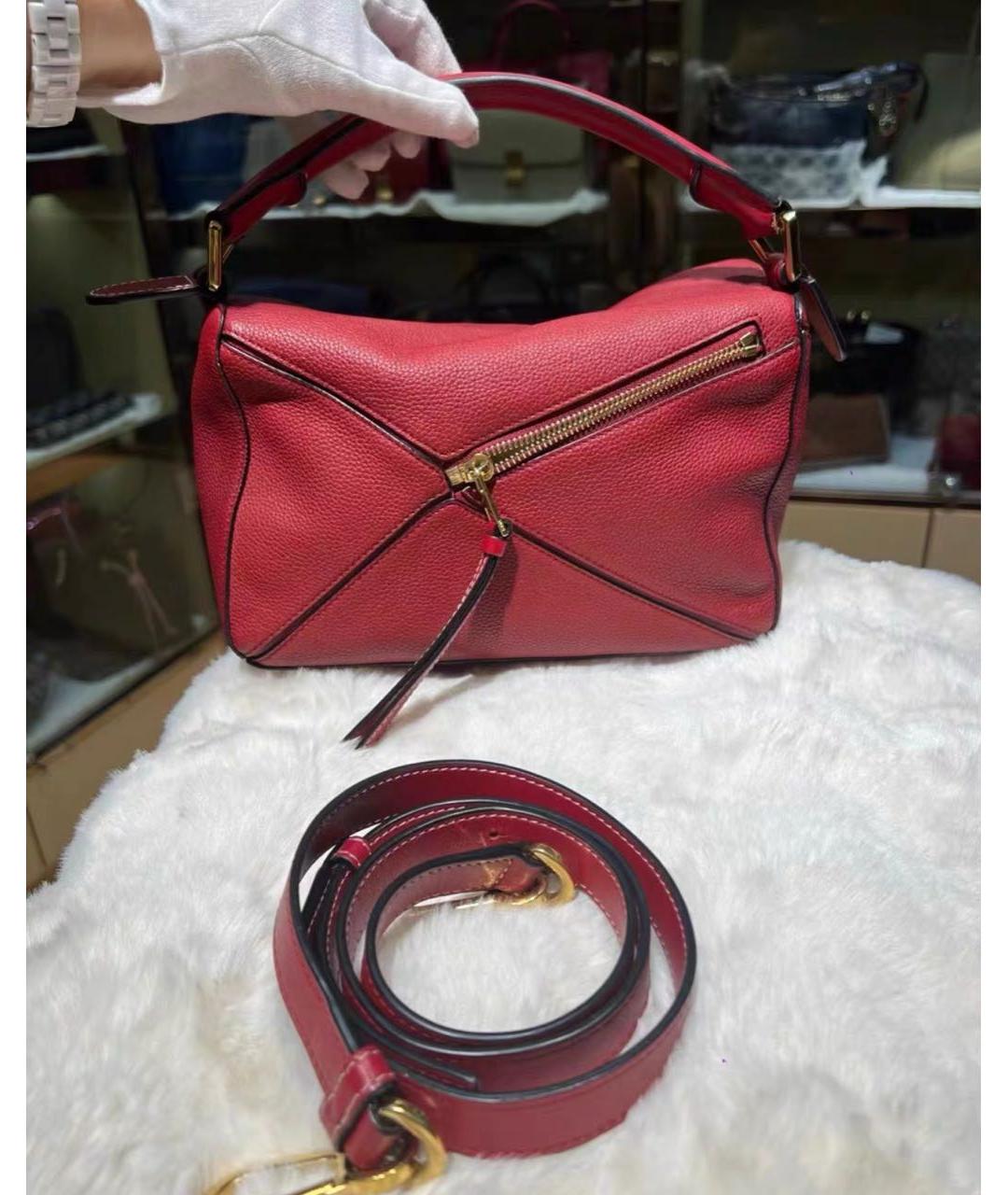 LOEWE Бордовая кожаная сумка через плечо, фото 5