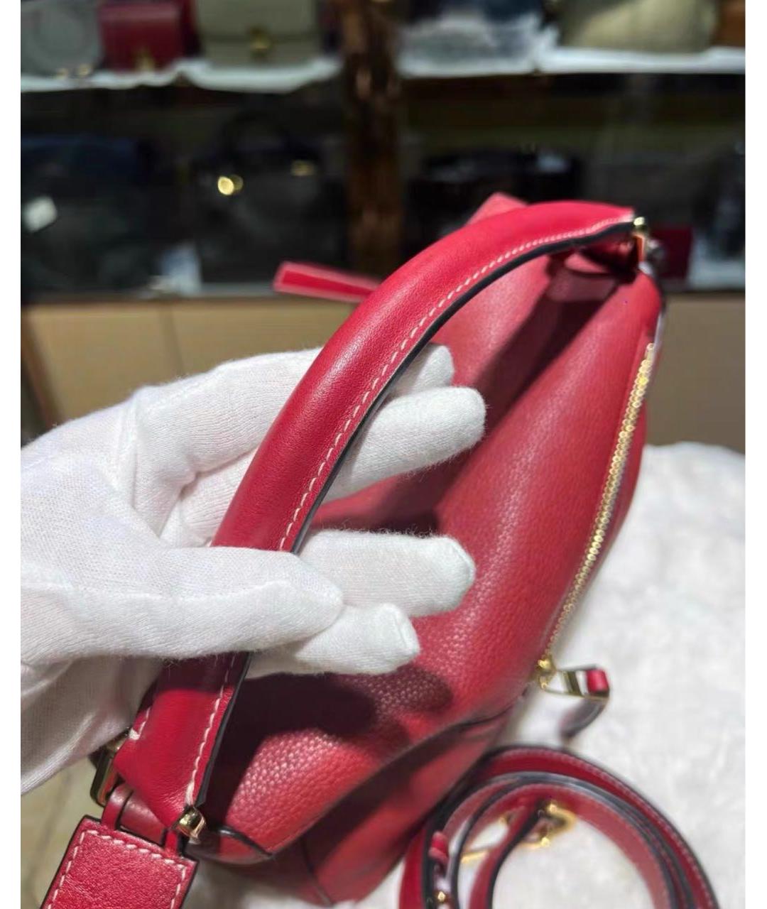 LOEWE Бордовая кожаная сумка через плечо, фото 6