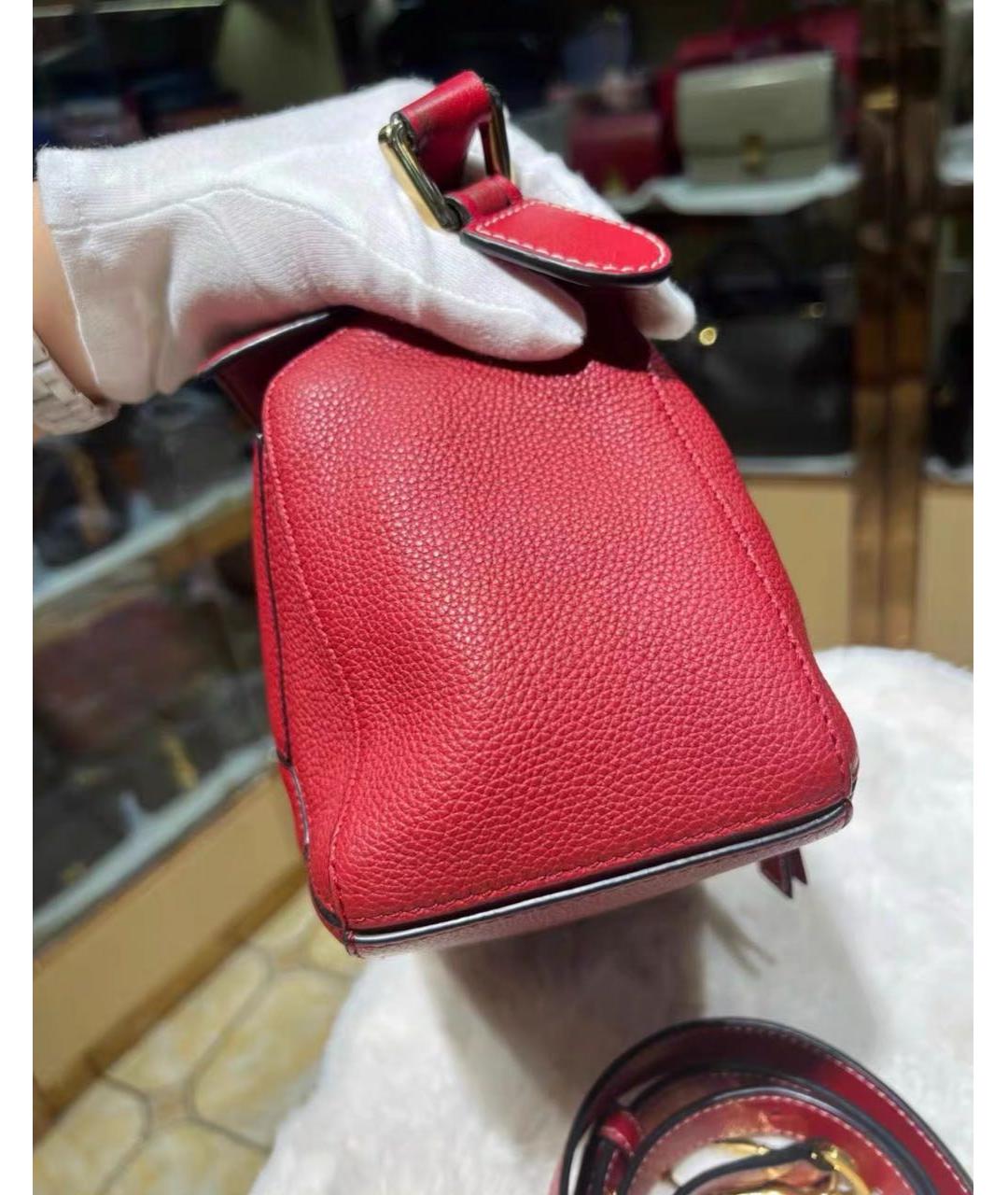 LOEWE Бордовая кожаная сумка через плечо, фото 3