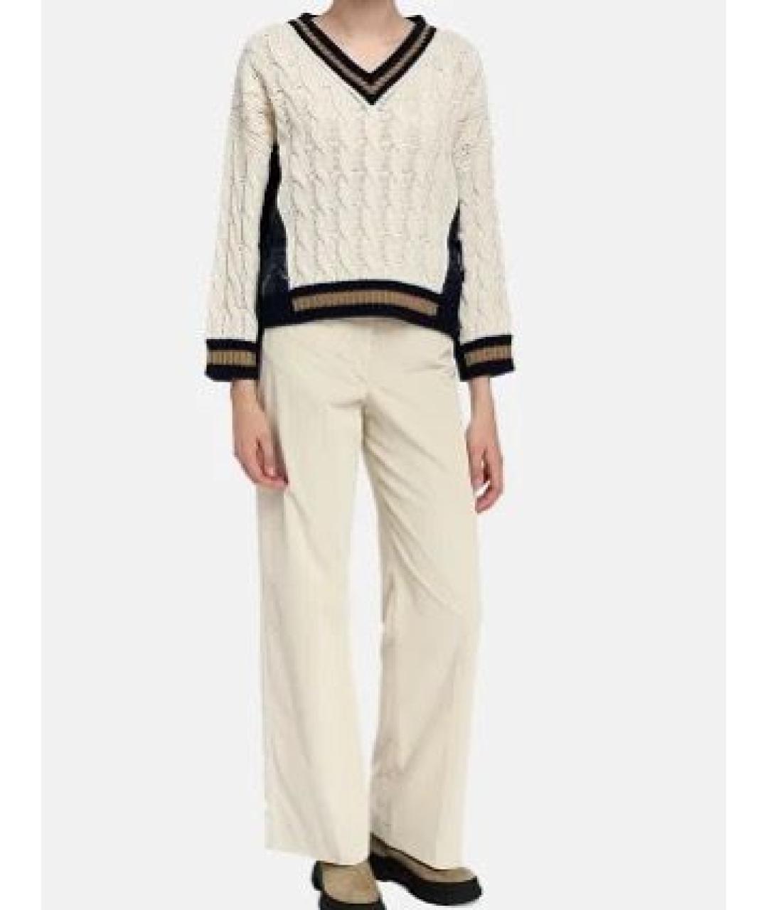 WEEKEND MAX MARA Бежевые хлопковые прямые брюки, фото 3
