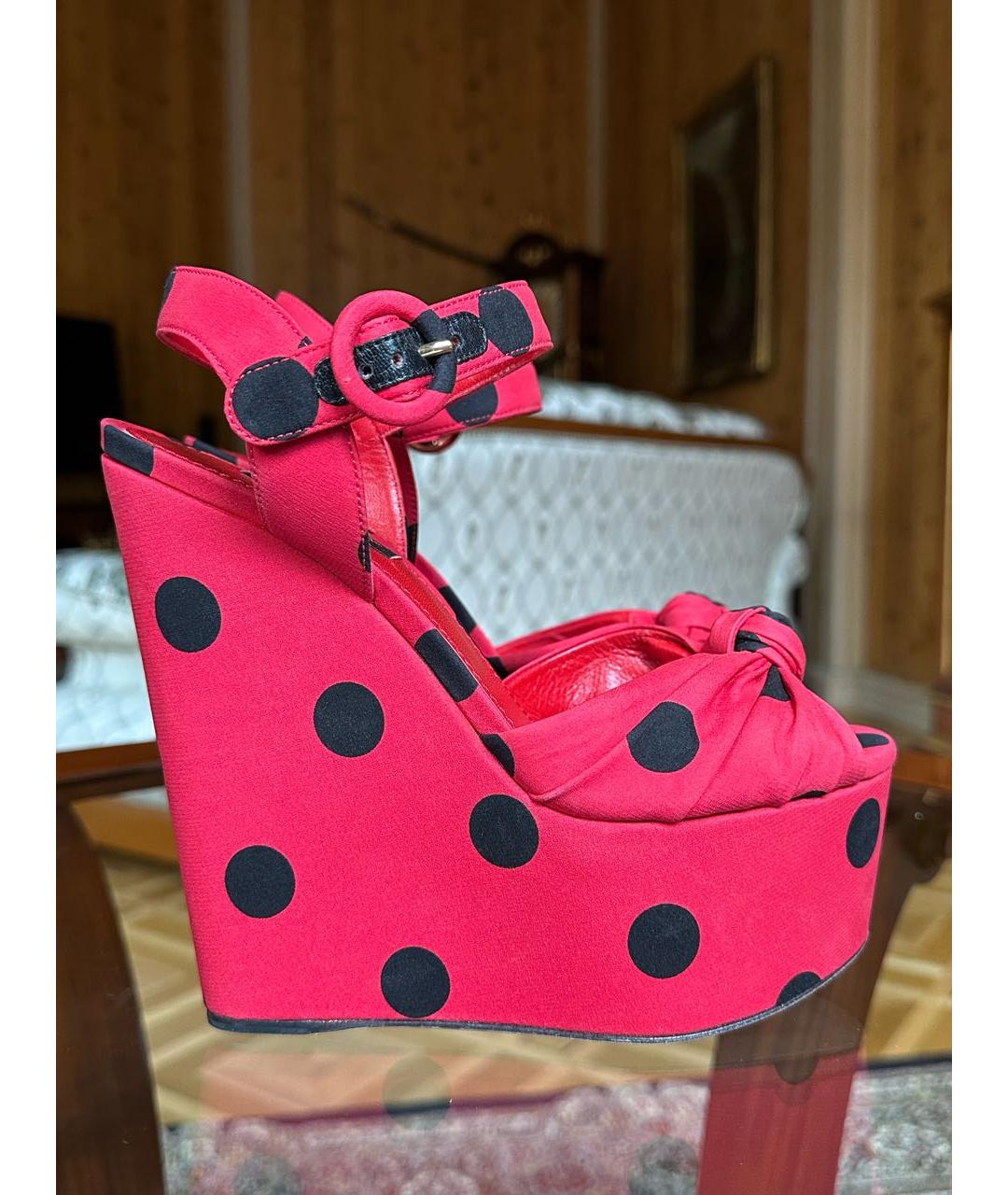 DOLCE&GABBANA Красные текстильные босоножки, фото 9