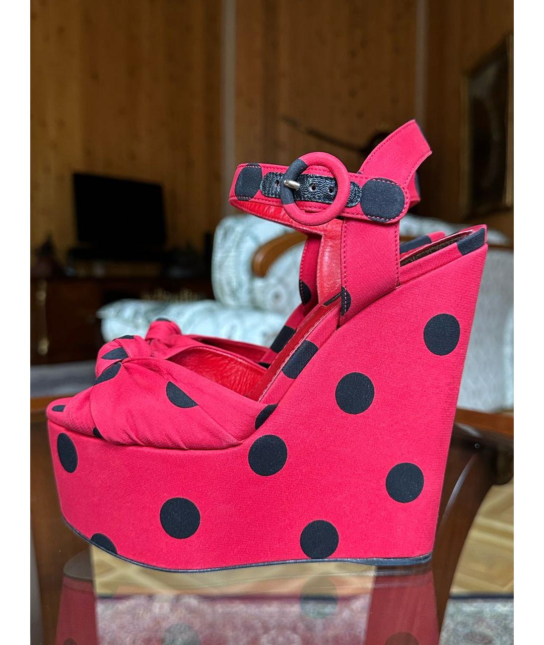 DOLCE&GABBANA Красные текстильные босоножки, фото 8