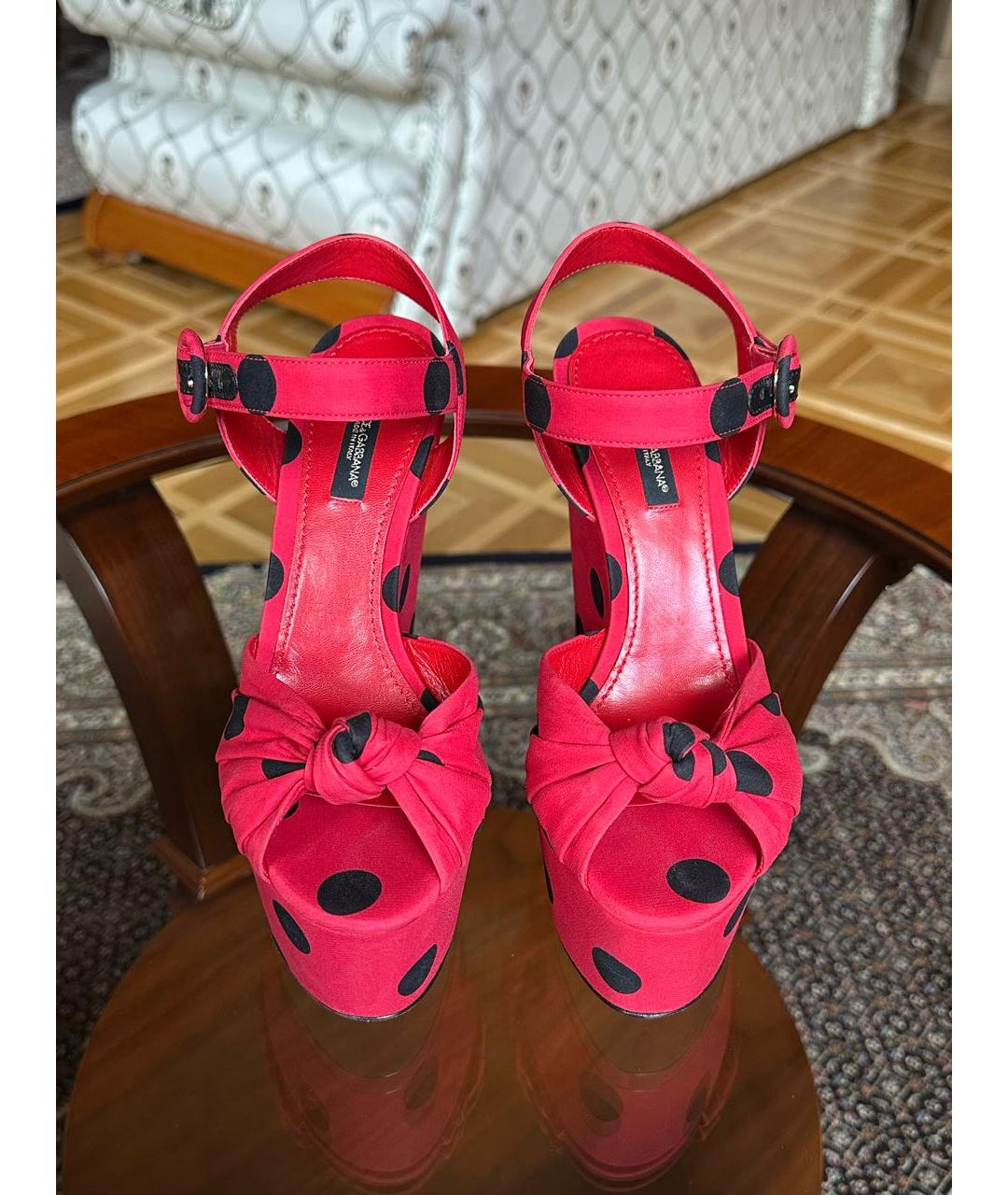 DOLCE&GABBANA Красные текстильные босоножки, фото 2