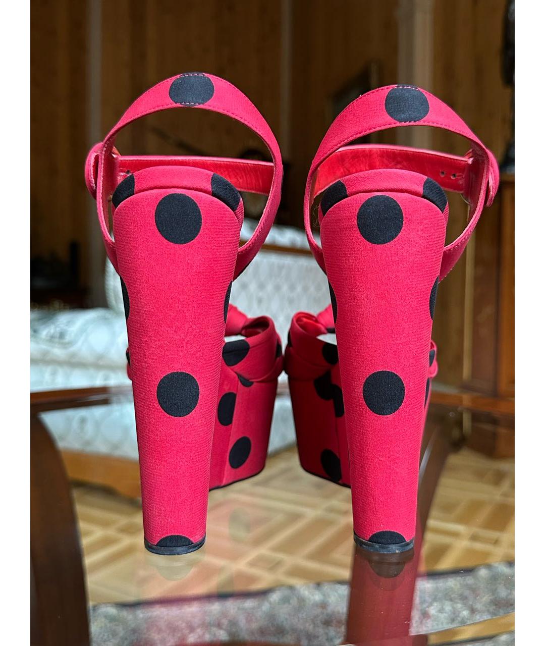 DOLCE&GABBANA Красные текстильные босоножки, фото 4