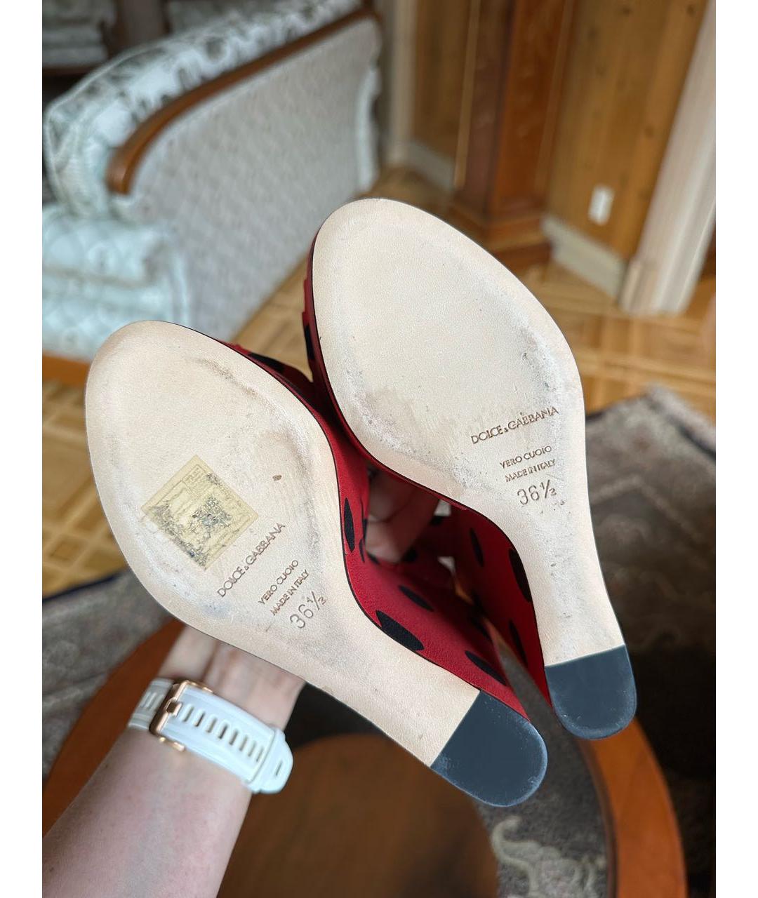 DOLCE&GABBANA Красные текстильные босоножки, фото 7