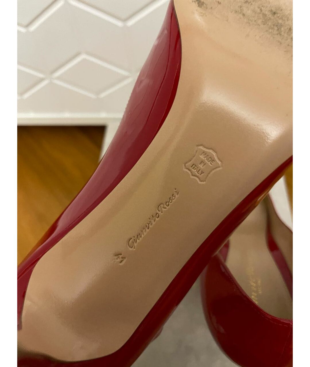 GIANVITO ROSSI Красные туфли из лакированной кожи, фото 5
