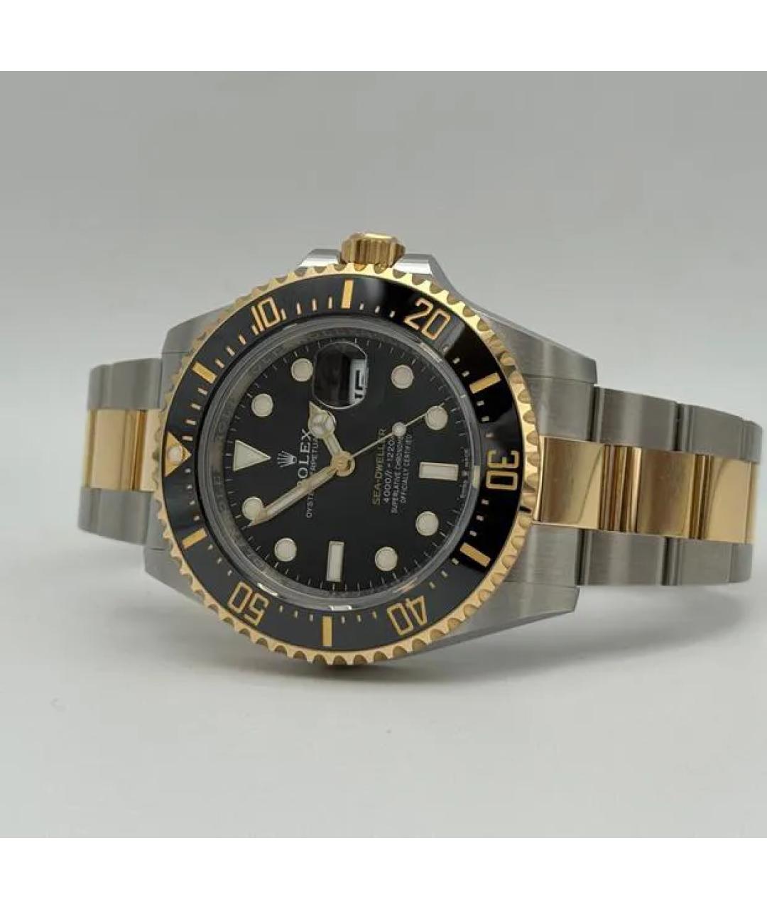 ROLEX Черные часы из желтого золота, фото 6