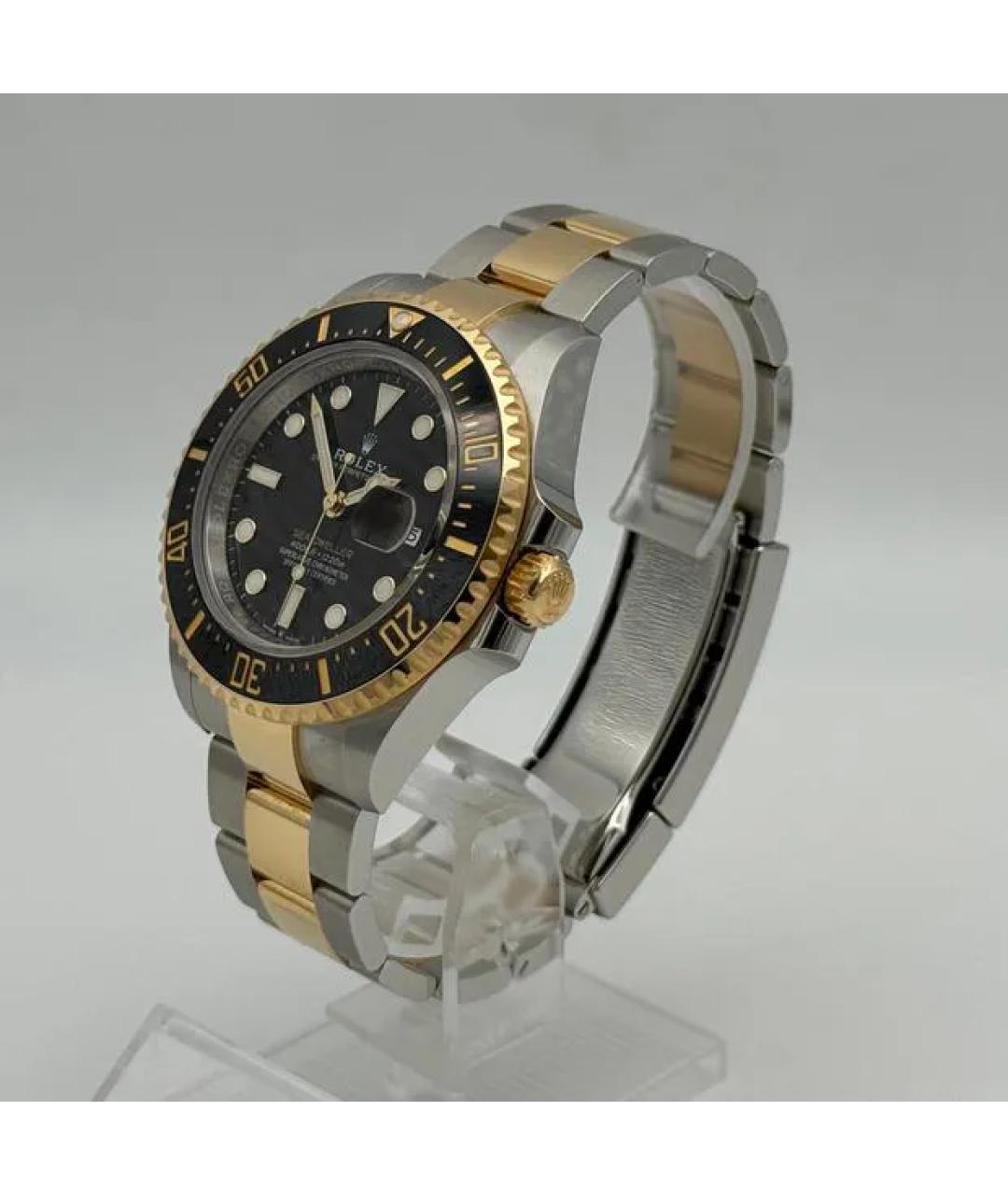 ROLEX Черные часы из желтого золота, фото 3