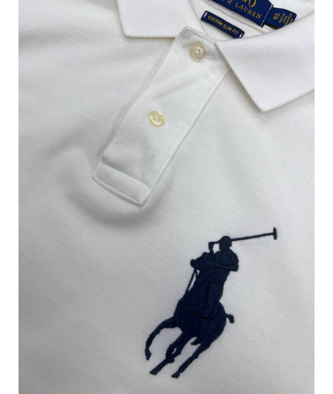 POLO RALPH LAUREN Белое хлопковое поло с длинным рукавом, фото 3