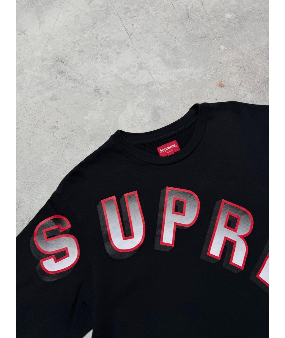 SUPREME Черная хлопковая футболка, фото 3