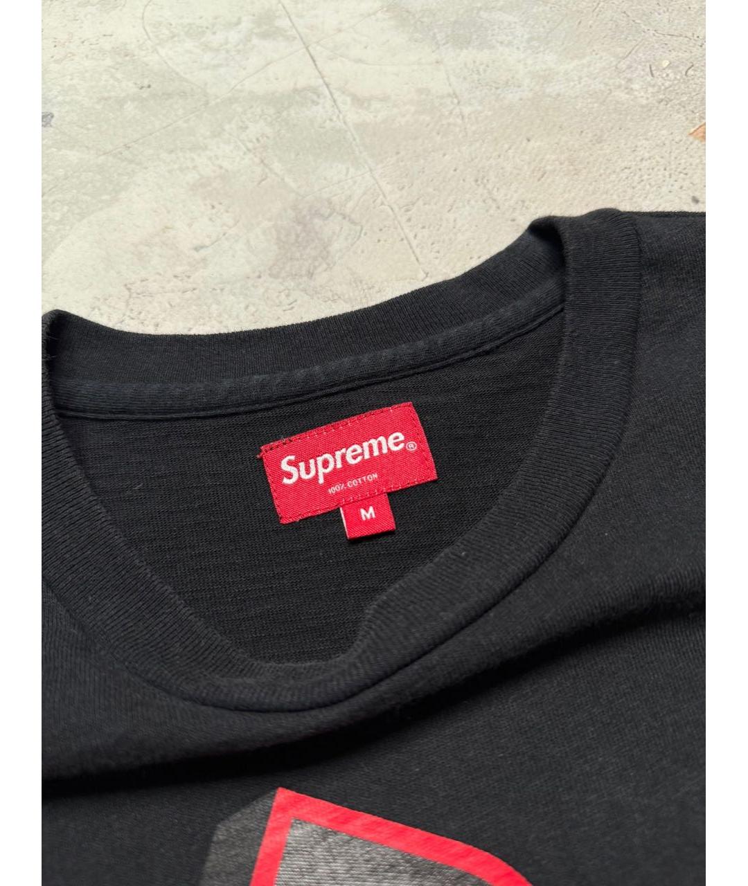 SUPREME Черная хлопковая футболка, фото 4
