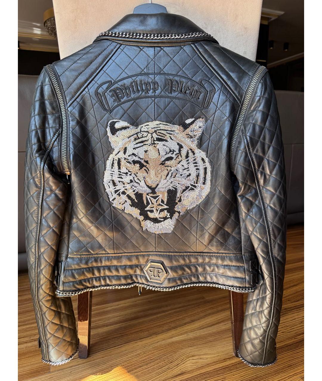 PHILIPP PLEIN Черная кожаная куртка, фото 2