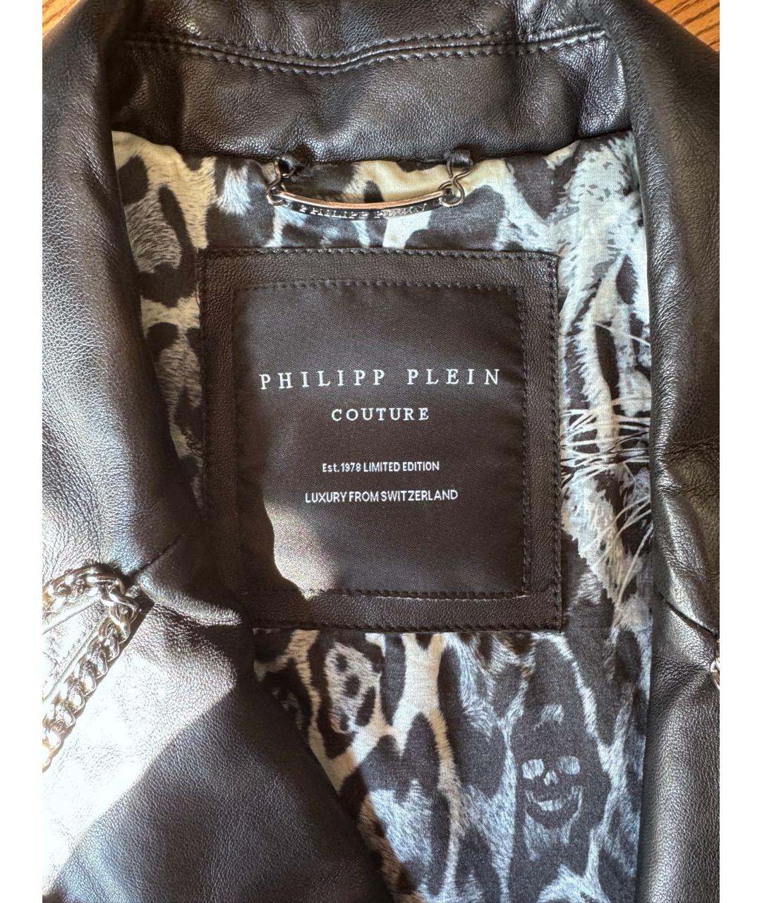 PHILIPP PLEIN Черная кожаная куртка, фото 3