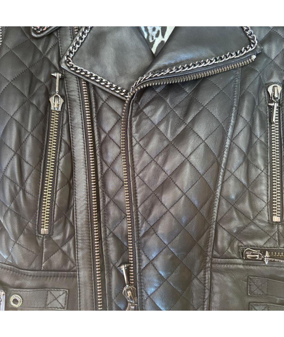 PHILIPP PLEIN Черная кожаная куртка, фото 4