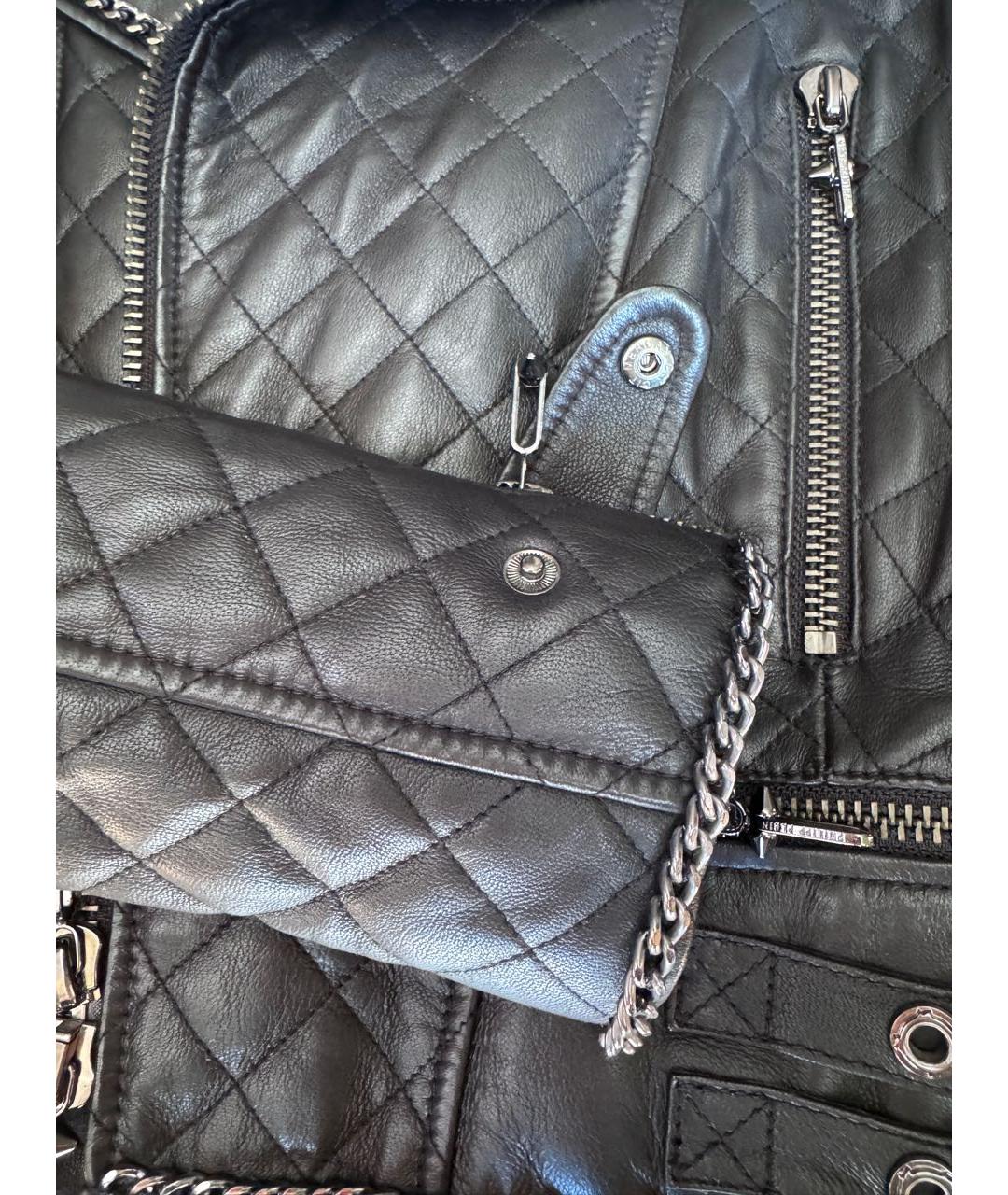 PHILIPP PLEIN Черная кожаная куртка, фото 5