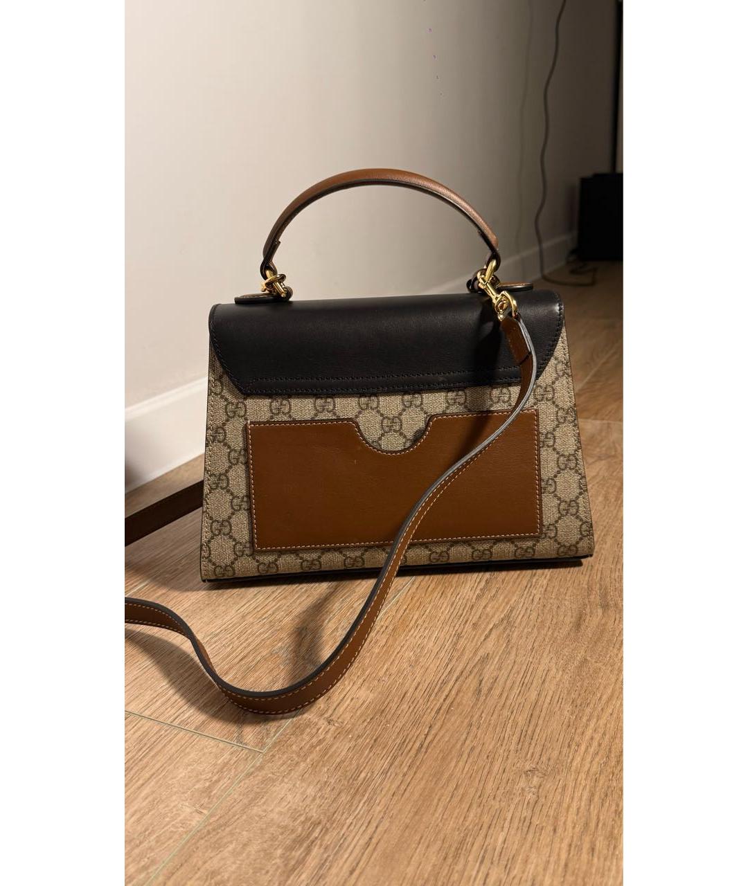 GUCCI Коричневая кожаная сумка с короткими ручками, фото 3