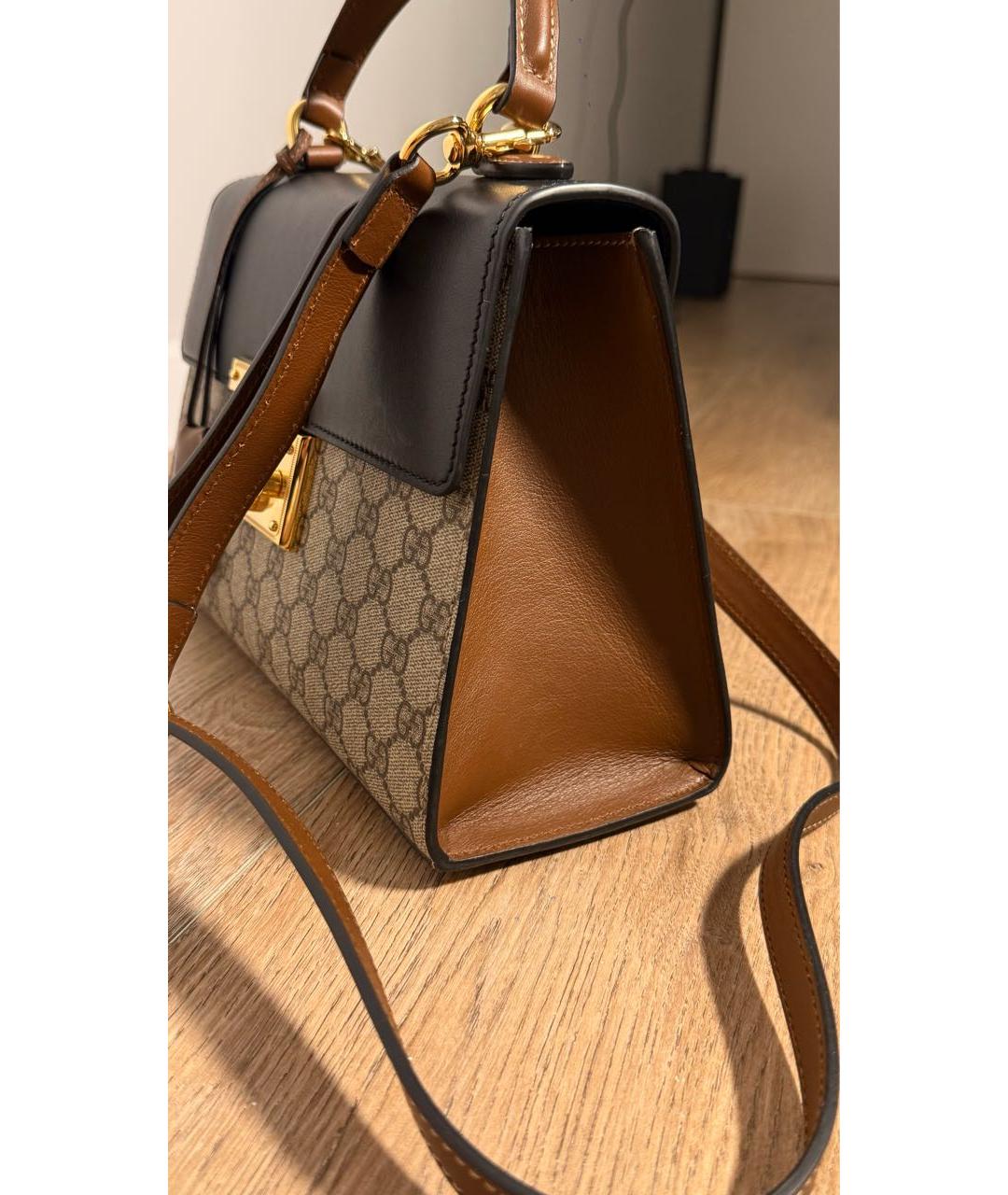 GUCCI Коричневая кожаная сумка с короткими ручками, фото 2