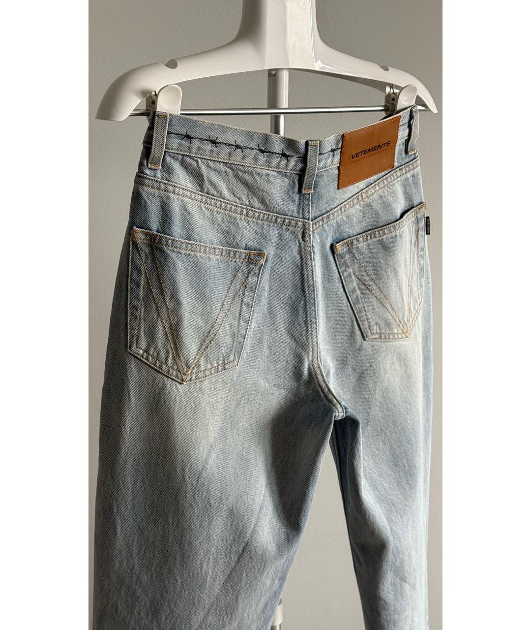 VETEMENTS Голубые хлопковые прямые джинсы, фото 7