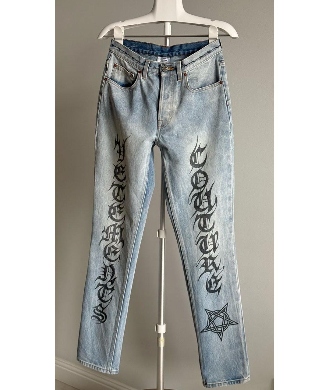 VETEMENTS Голубые хлопковые прямые джинсы, фото 2