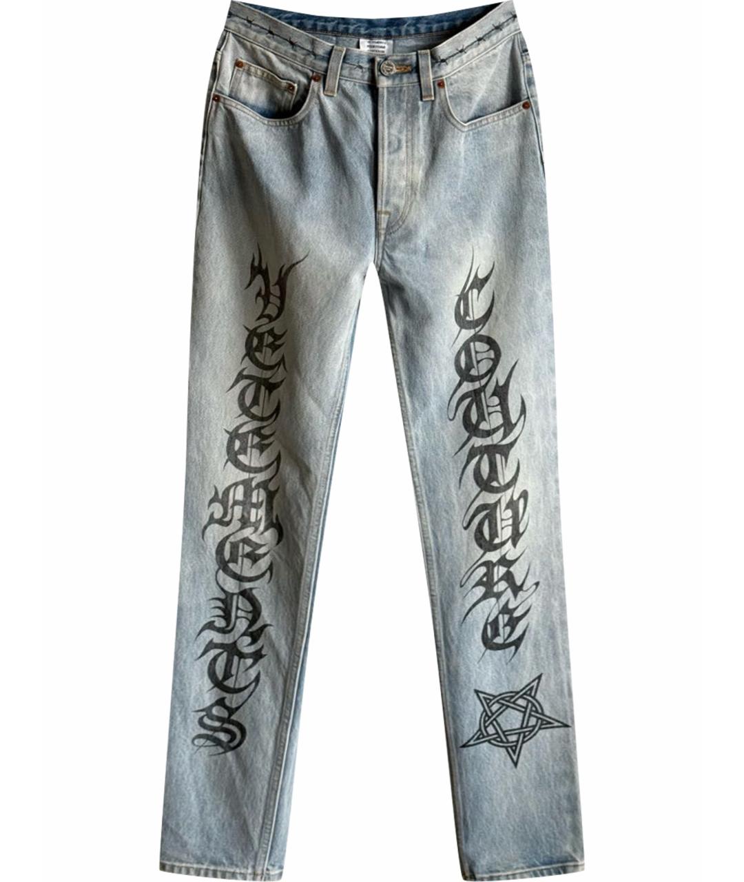 VETEMENTS Голубые хлопковые прямые джинсы, фото 1