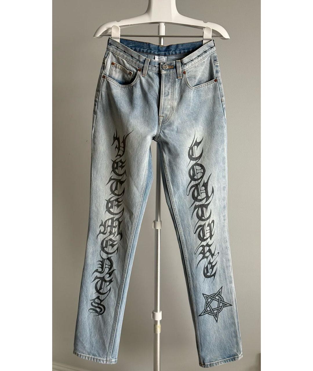 VETEMENTS Голубые хлопковые прямые джинсы, фото 9