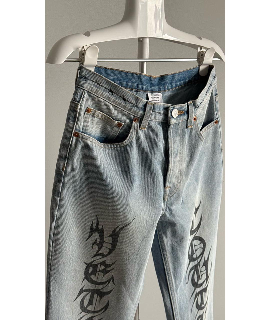 VETEMENTS Голубые хлопковые прямые джинсы, фото 3