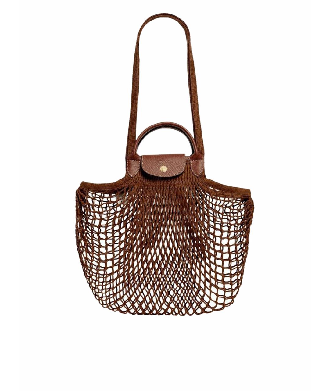 LONGCHAMP Коричневая тканевая сумка тоут, фото 1