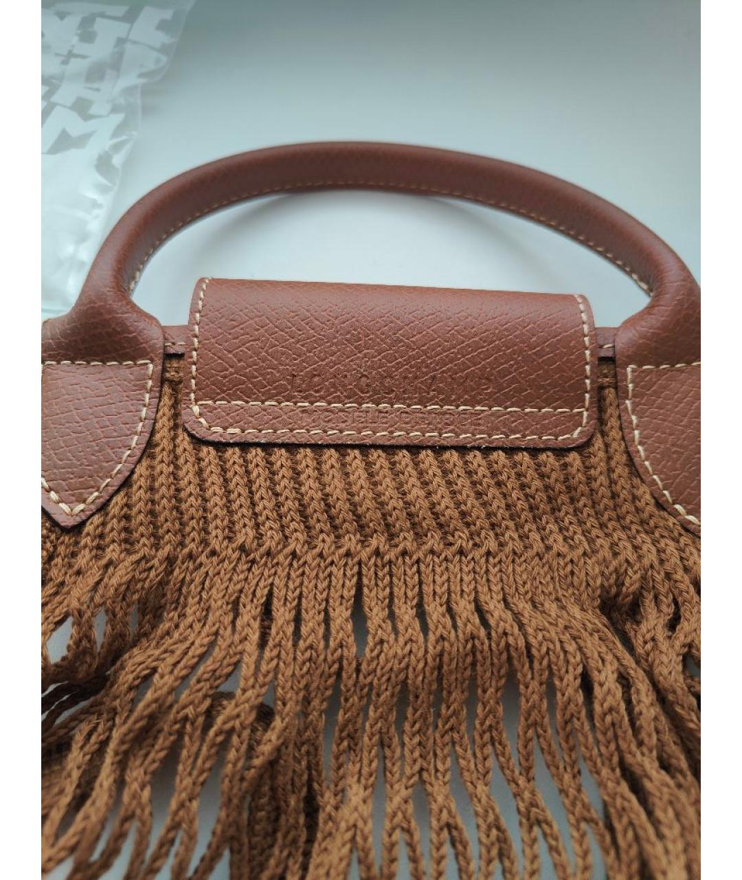 LONGCHAMP Коричневая тканевая сумка тоут, фото 4
