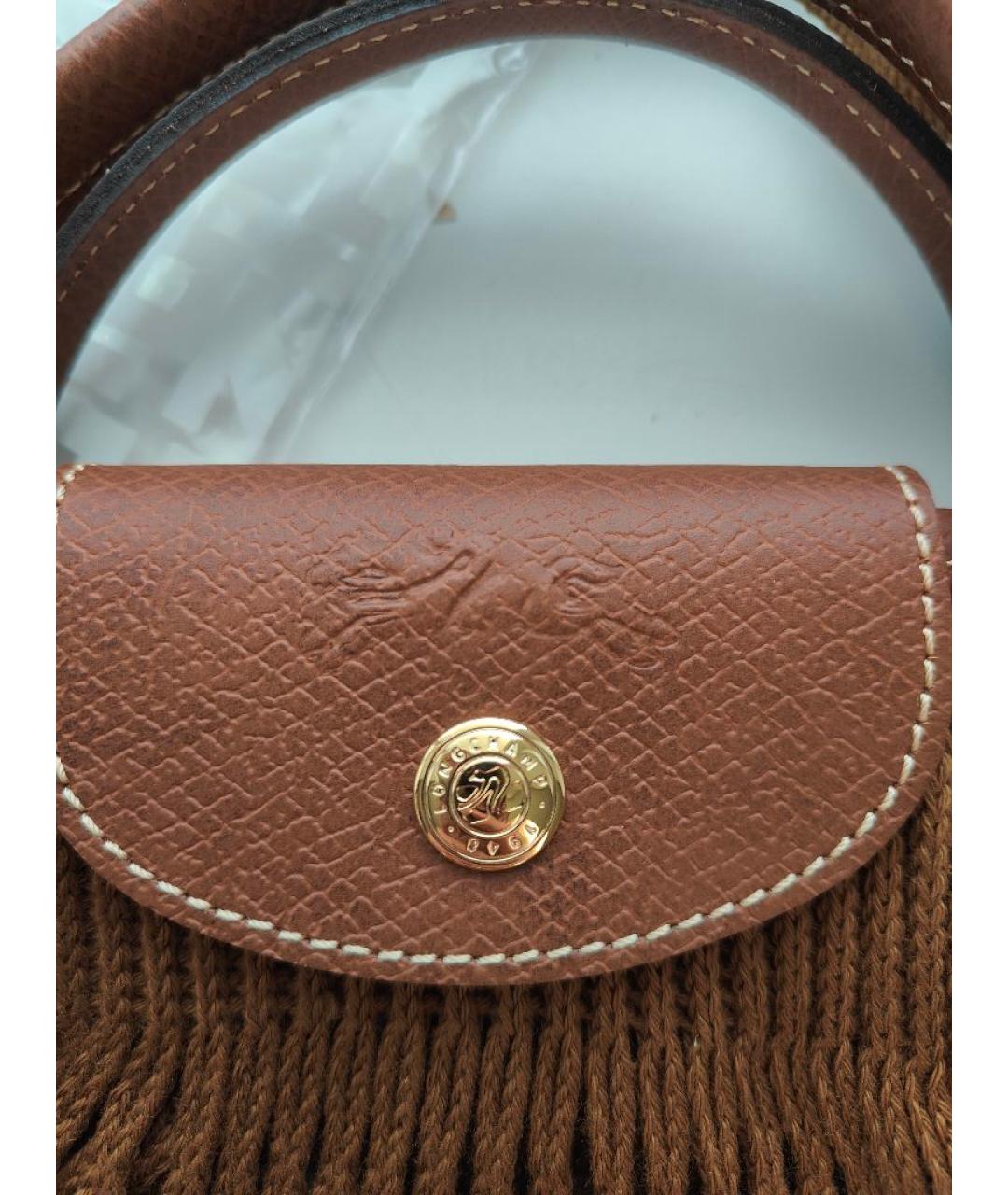 LONGCHAMP Коричневая тканевая сумка тоут, фото 3