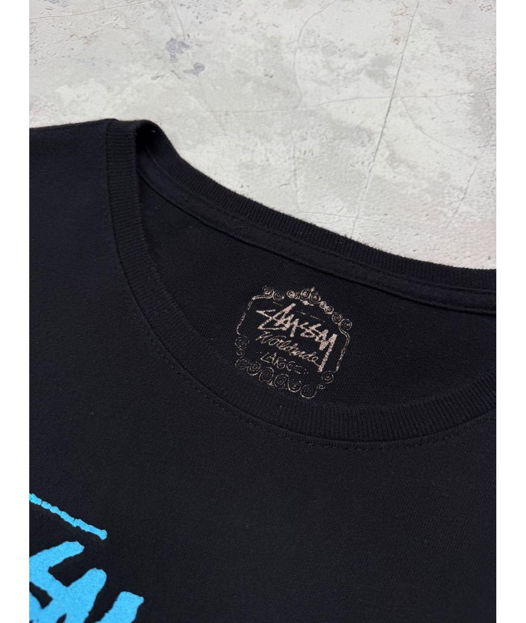 STUSSY Черная хлопковая футболка, фото 4