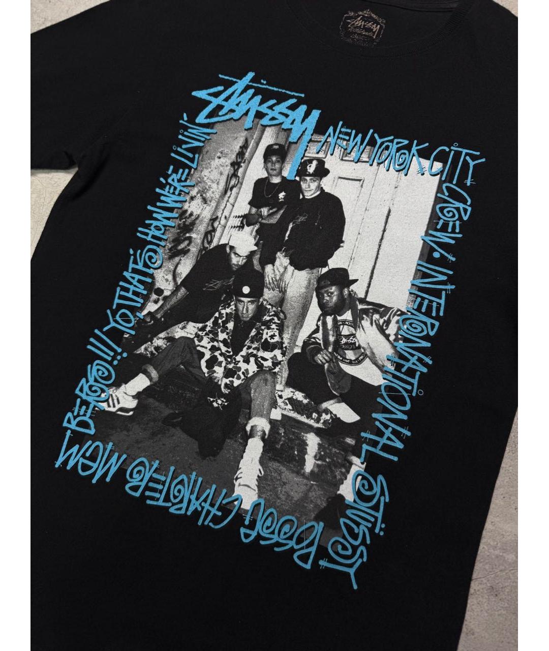 STUSSY Черная хлопковая футболка, фото 3
