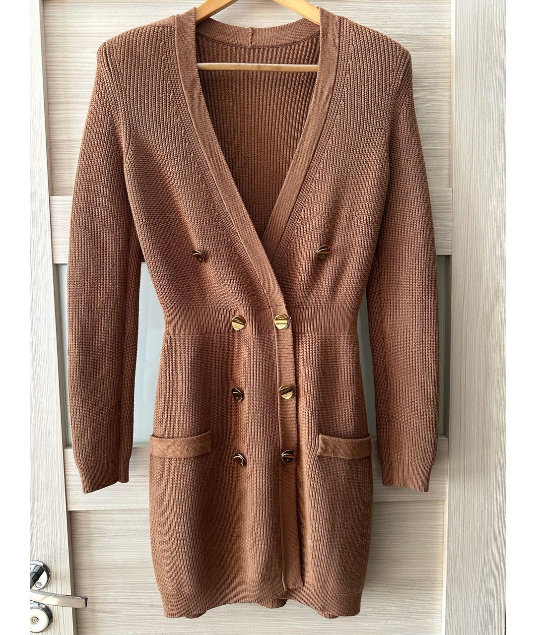 ELISABETTA FRANCHI Горчичное вискозное повседневное платье, фото 7
