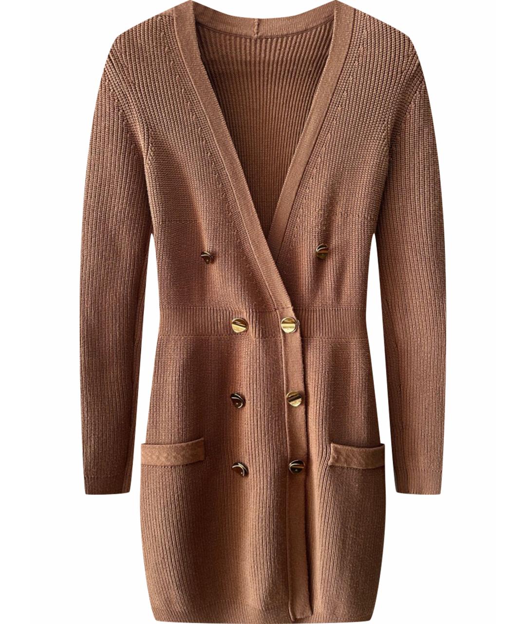 ELISABETTA FRANCHI Горчичное вискозное повседневное платье, фото 1