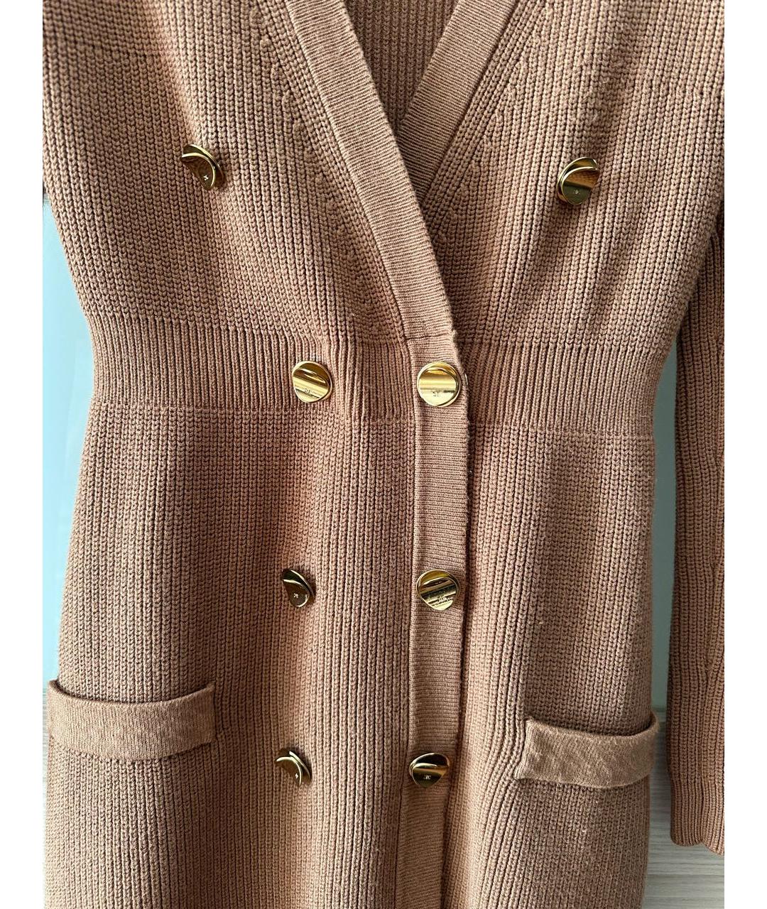 ELISABETTA FRANCHI Горчичное вискозное повседневное платье, фото 4