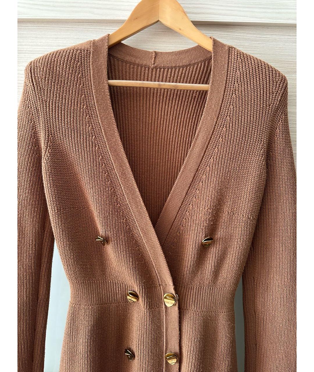 ELISABETTA FRANCHI Горчичное вискозное повседневное платье, фото 3